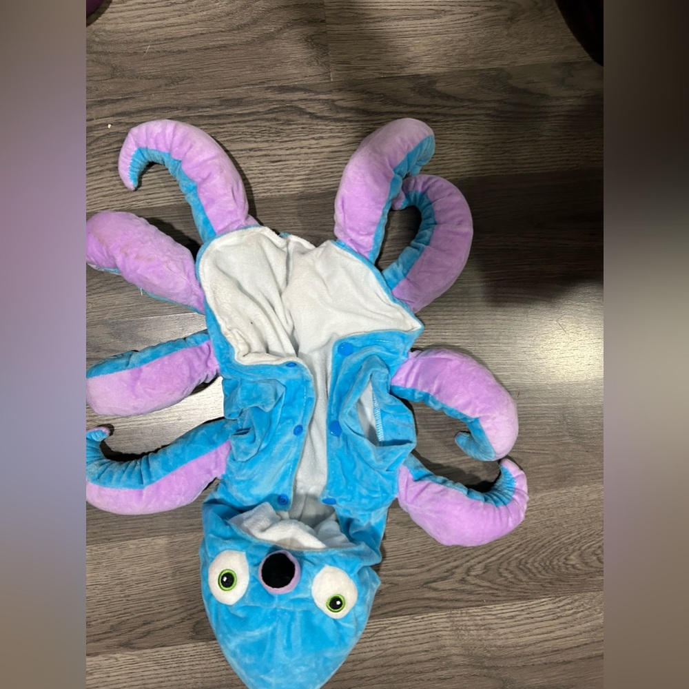 Blue octopus soft one piece pet Halloween costume Medium